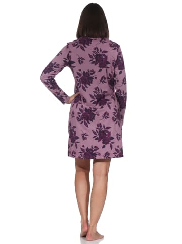 NORMANN Frottee Nachthemd langarm Floral in beere