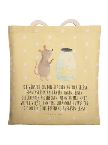 Mr. & Mrs. Panda Tote Bag Maus Sterne mit Spruch in Gelb Pastell