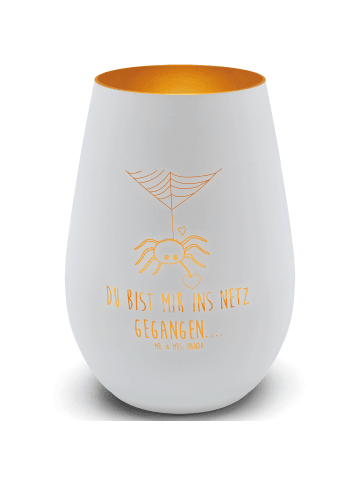 Mr. & Mrs. Panda Glas Windlicht Spinne Agathe Liebe mit Spruch in Weiß