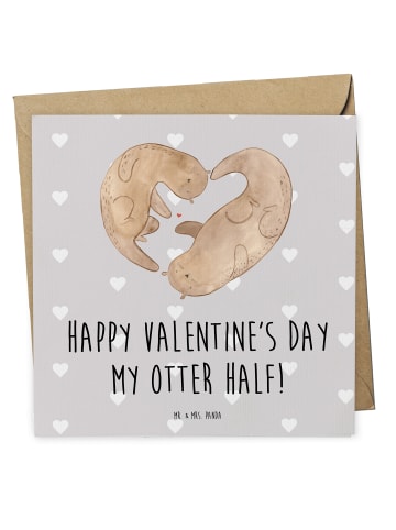 Mr. & Mrs. Panda Deluxe Karte Otter Valentine mit Spruch in Grau Pastell
