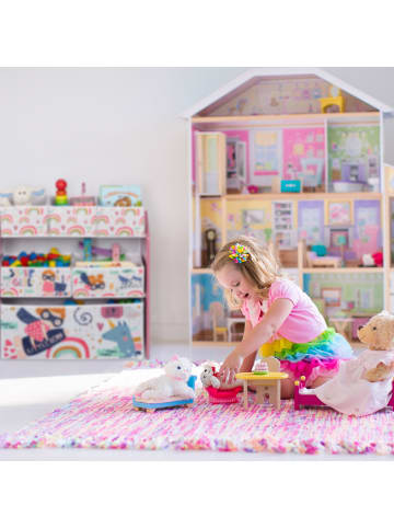 relaxdays Kinderregal "Superheldin" in Bunt - (B)63 x (H)66 x (T)30 cm