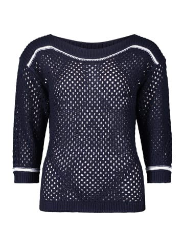 Betty Barclay Lochstrick-Pullover mit Strickdetails in Patch Dark Blue/White