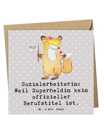 Mr. & Mrs. Panda Deluxe Karte Sozialarbeiterin Heldin mit Spruch in Grau Pastell