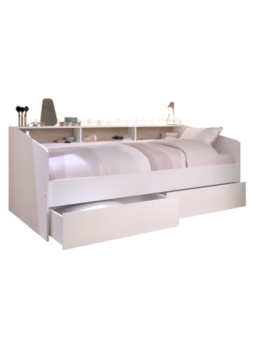 58 aufm Kessel STAURAUMBETT Paca 4 90x200 Holznachbildung Weiß/Eiche