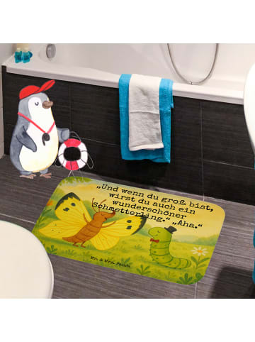 Mr. & Mrs. Panda Badezimmerteppich Raupe Schmetterling Design mi... in Weiß