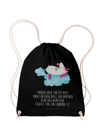 Mr. & Mrs. Panda Baumwolltasche Einhorn Verliebt mit Spruch in Schwarz