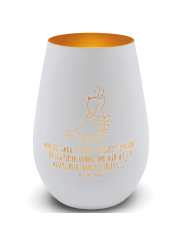 Mr. & Mrs. Panda Glas Windlicht Garnele Franzose mit Spruch in Weiß