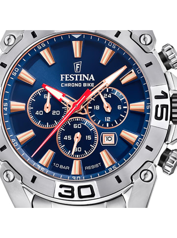 Festina Analog-Armbanduhr Festina Chrono Bike silber extra groß (ca. 46mm)