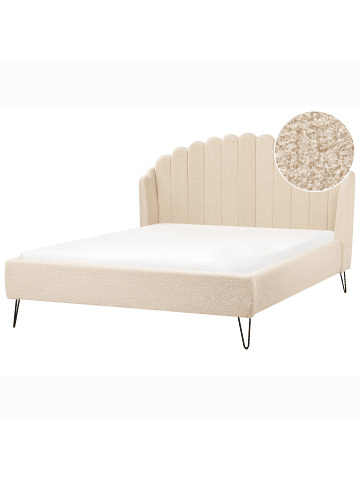 Beliani Doppelbett AMBILLOU in Beige/Schwarz - (W) 177 x (H) 126 x (L) 214 cm