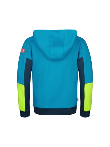 Trollkids Hoodie "Rondane" in Mitternachtsblau/Vivid-Blau/Helles Limegrün