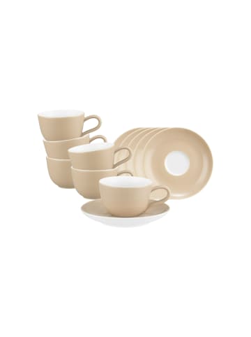 Seltmann Weiden 6er Set Espressotasse mit Untertasse Liberty Pure Colors in 90 ml in Dusty Beige