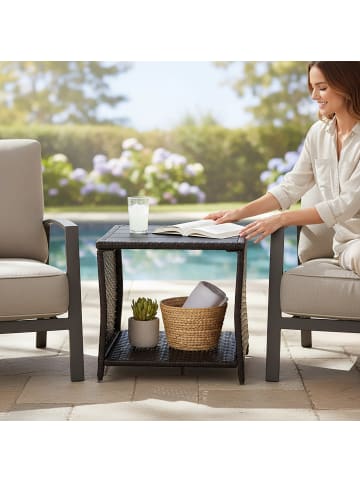 relaxdays Balkontisch in Braun - (B)45 x (H)40 x (T)45 cm