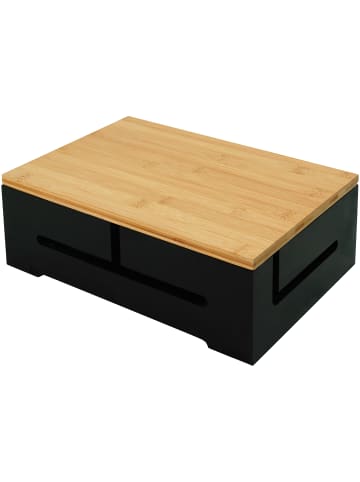 relaxdays Kabelbox in Schwarz - (B)32 x (H)11 x (T)22 cm