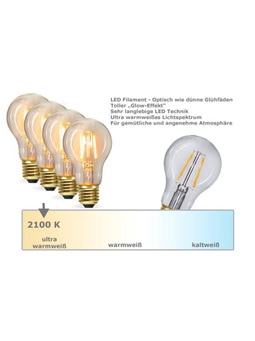 SATISFIRE Garten Party Lichterkette Illu 60x LED Edison Filament 40m weiß