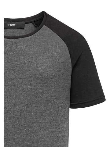 Humy Basic Shirt Raglanärmel Collorblock Design A&S in Anthrazit