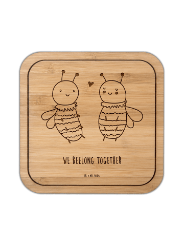 Mr. & Mrs. Panda Untersetzer quadratisch Biene Verliebt mit Spruch in Transparent