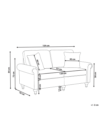 Beliani 3-tlg 2-Sitzer Sofa GINNERUP in Beige/Braun