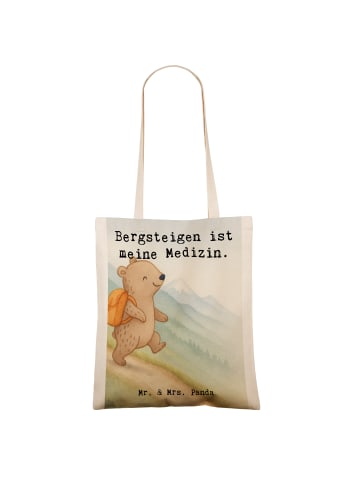 Mr. & Mrs. Panda Tote Bag Bär Bergsteigen Design mit Spruch in Weiß