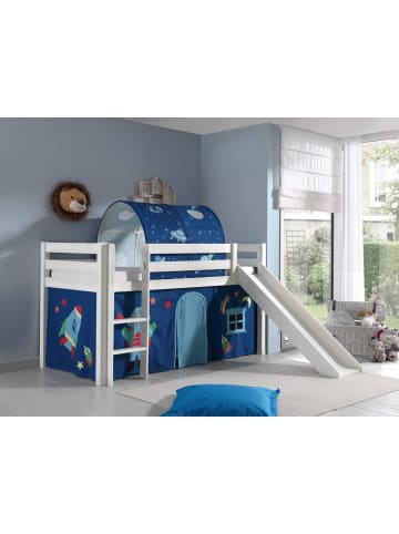 58 aufm Kessel KINDERBETT mit Rutsche Karolina Massivholz Weiß Textilset Astro 2