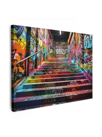 MuchoWow Leinwand bilder Bunte Treppe (BxH)