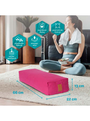 Lumaland #DoYourYoga Yoga-Bolster Paravati - gefüllt mit Dinkelspelz - 67x22x13cm - Pink