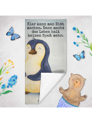 Mr. & Mrs. Panda Handtuch Pinguin Diät Design mit Spruch in Eisblau