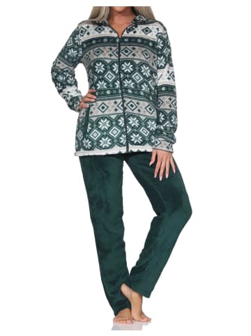 NORMANN Hausanzug Freizeitanzug Coralfleece in grün