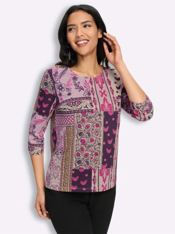 Sieh an! Rundhals-Shirt in traube-champagner-bedruckt
