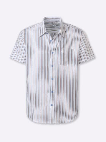 WITT WEIDEN Kurzarmhemd in braun-gestreift