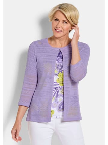 GOLDNER Kurzgröße:  Shirtjacke mit Häkchenverschluss in flieder