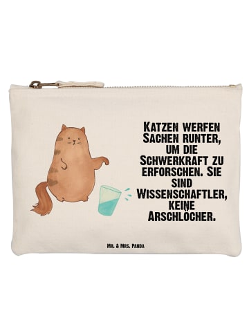 Mr. & Mrs. Panda Schminktasche Katze Wasserglas mit Spruch in Weiß