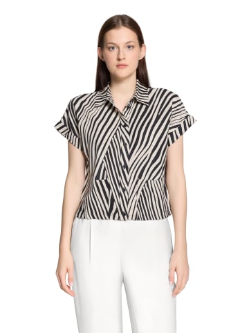 Betty Barclay Leinenbluse mit Kragen in Schwarz/Beige