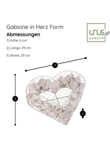 UNUS Herz Gitter Gabione mit Steinen zum Bepflanzen in Weiß