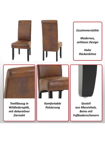 MCW 2er-Set Esszimmerstuhl N67, Wildlederoptik, schwarze Beine