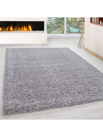 Teppich Hochflor Shaggy Waschbar Einfarbig RHEIN Strapazierfähig in Hellgrau