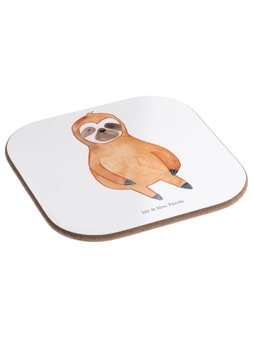 Mr. & Mrs. Panda Untersetzer Faultier Zufrieden ohne Spruch in Weiß