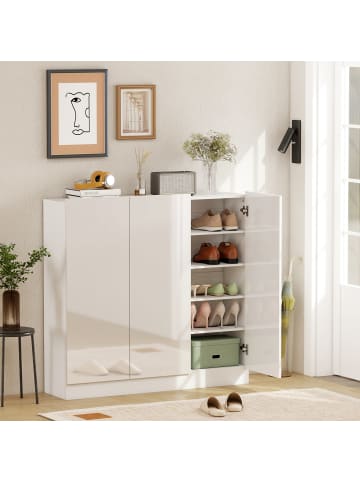 HOMCOM Schuhschrank-106,4L x 34B x 108,5H cm-Weiß