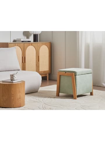 Beliani Pouf EDLAND in Grün/Braun - (W) 45 x (H) 44 x (L) 43 cm