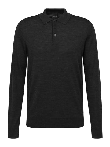 Bugatti Langarm-Poloshirt in dunkelgrau