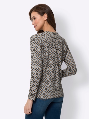 Heine Langarmshirt in schwarz-beige-bedruckt