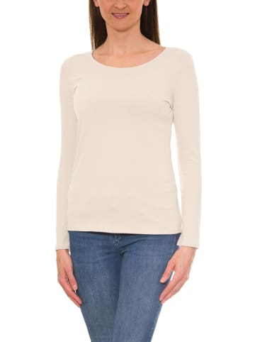 Alkato Alkato Damen Langarm Shirt mit O-Ausschnitt in creme