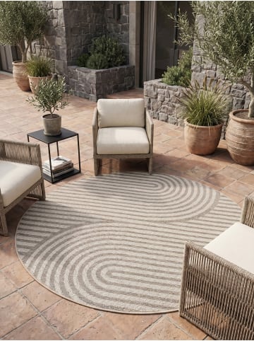 KADIMA DESIGN Outdoorteppich Boho Wetterfest UV-beständig Waschbar in Beige
