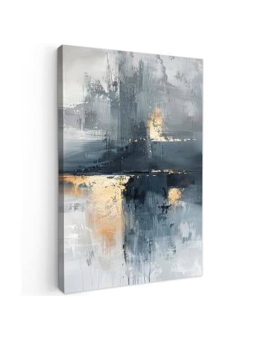 MuchoWow Poster mit Leiste Abstrakte Kunst gold grau  (BxH)