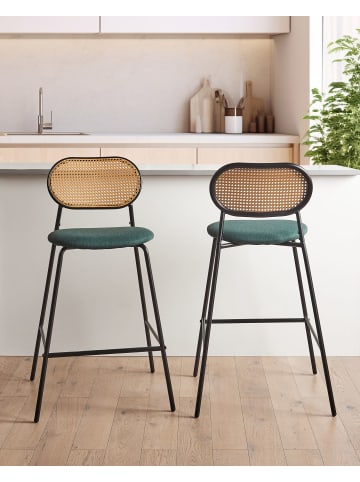 Beliani 2er-Set Barhocker ADAVER in Schwarz/Grün/Braun