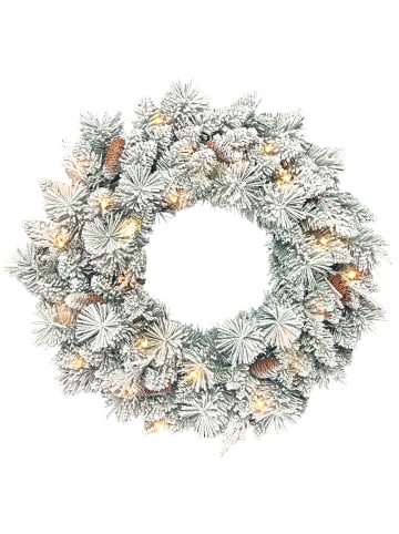 HOMCOM Weihnachtskranz-Ø60 x 8H cm-Grün+Weiß