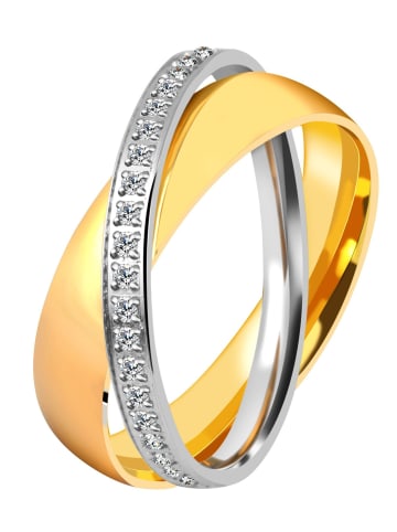 Adeliás Damen Ring aus Edelstahl in gold