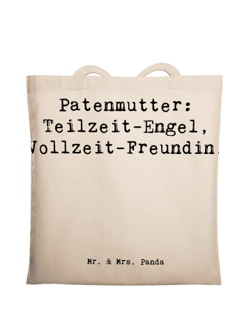 Mr. & Mrs. Panda Tragetasche Patenmutter Engel mit Spruch in Creme