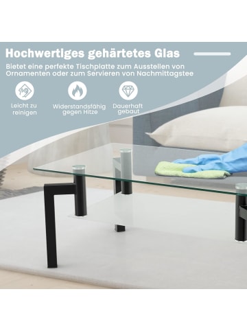 COSTWAY Couchtisch Glas 100x60x43cm in Transparent