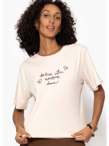 SASSYCLASSY T-Shirt mit LA DOLCE VITA Print in Beige
