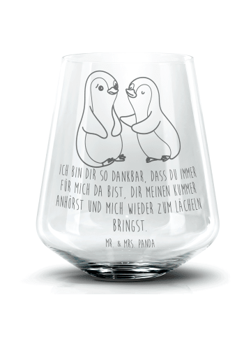 Mr. & Mrs. Panda Blümchentail Glas Pinguine trösten mit Spruch in Transparent